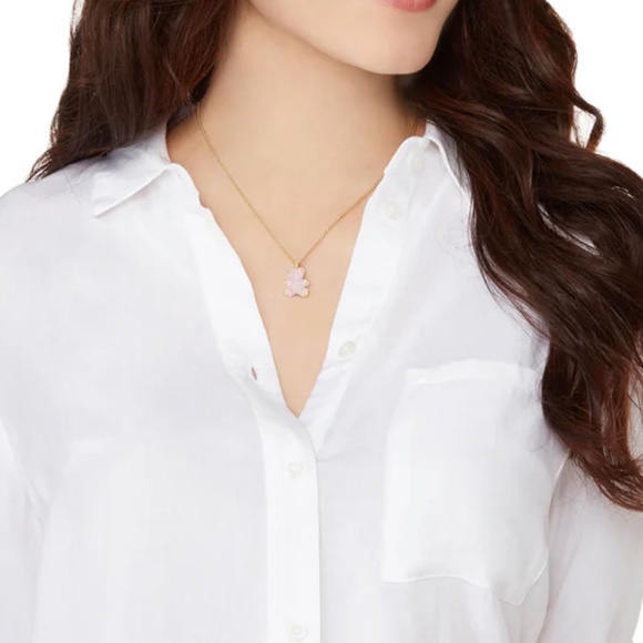 Swarovski Teddy Bear 3D Pendant Pink Gold Plating Necklace - Picture 4 of 4